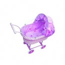 Petitcollin- 800207 - Accessoire Poupée - Landau Osier Luxe - Laqué - Garnissage Coeurs - Grand Modèle