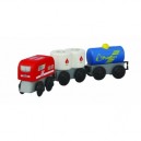 Plan Toys - Jouet bois - Train marchandises avec wagons citernes, bois