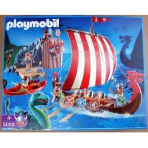 PLAYMOBIL 5003 - VIKING exclusif 2009 - Dragon-Bateau avec le moteur, 8 figurines , forteresse, Drag...