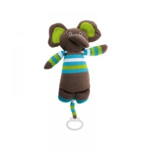 Present Time JIP - PT0325 - Peluche Musicale Elephant - Coton Tricot - Gris