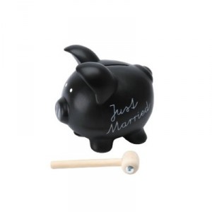 Present Time Silly - SY100379 - Tirelire Cochon - Just Married - Ardoise - Céramique