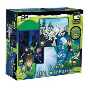 Pressman Toy International - Puzzle - 100 Pièces par puzzle - Pack de puzzle 3 en 1 de Ben 10 Alien...