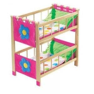 Roba 97331DV Doll lits superposés en bois avec coussins "Points"