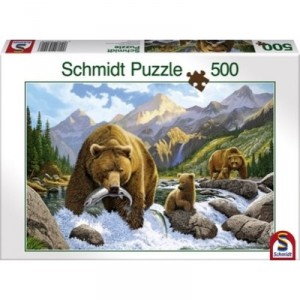 Schmidt Spiele Schmidt - 58001 - Puzzles - Les Ours À La Pêche - 500 Pièces