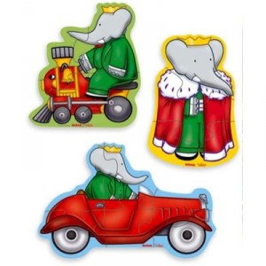 Vilac - Wooden toys - 3 puzzles Babar box shape